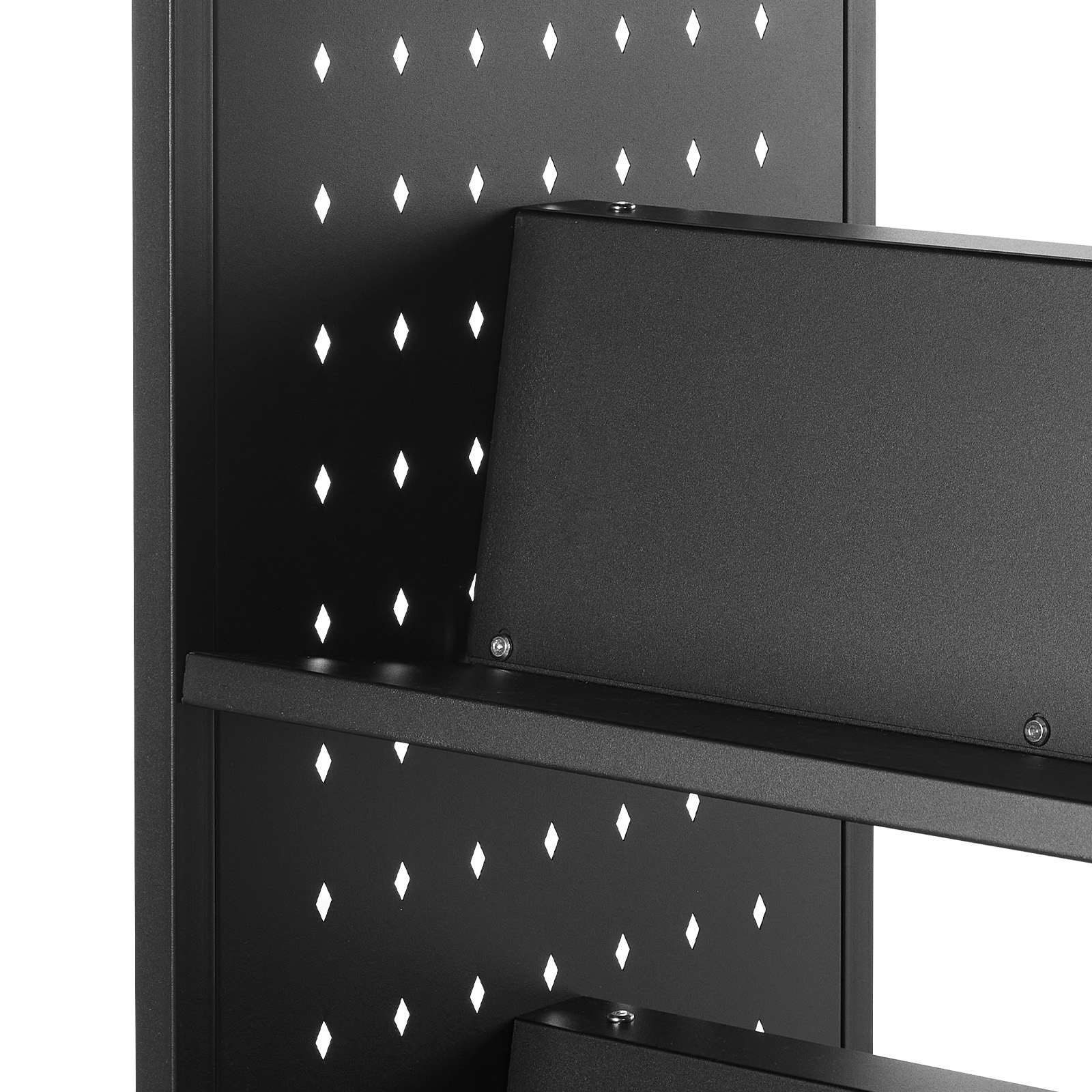 3-tier Rolling Book Cart Double Sided W-shaped Shelving Unit Black_voghion.com